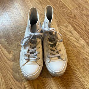 Converse Chuck Taylor All Star White Leather Hi Top Shoes Sz Men 5 Women 7